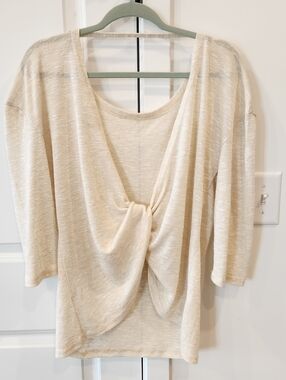 zeagoo Twist-Front Women's Blouse in Beige